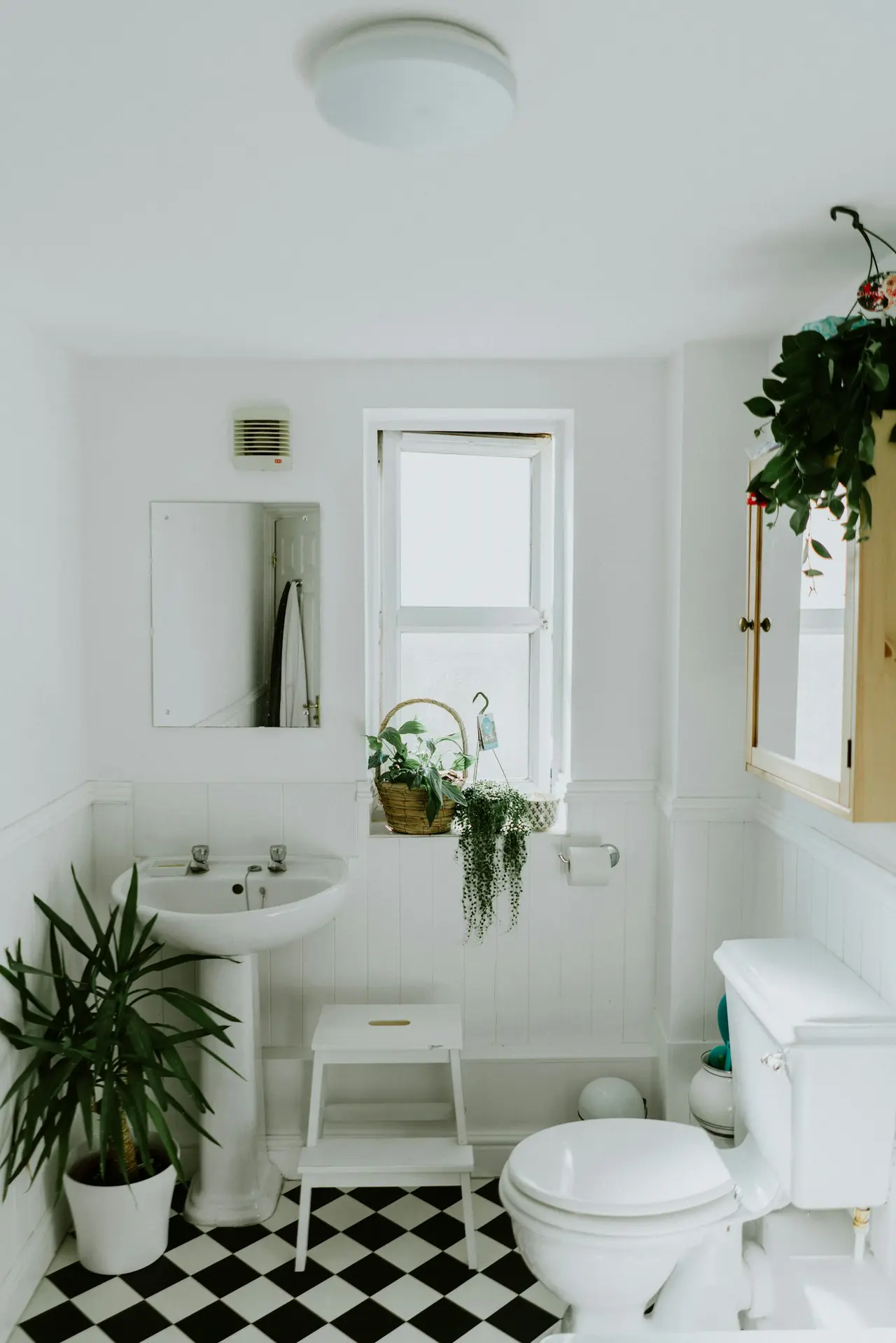 Bathroom interior with water heating installation